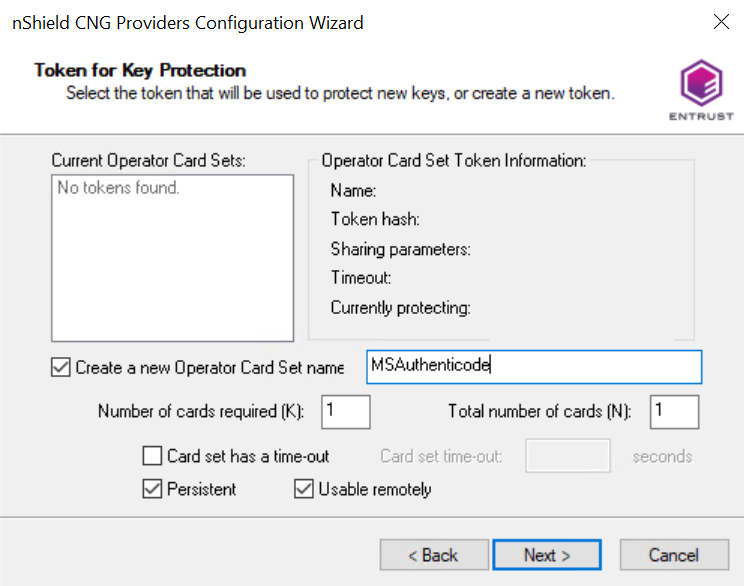 CNG 7 Token for Key Protection