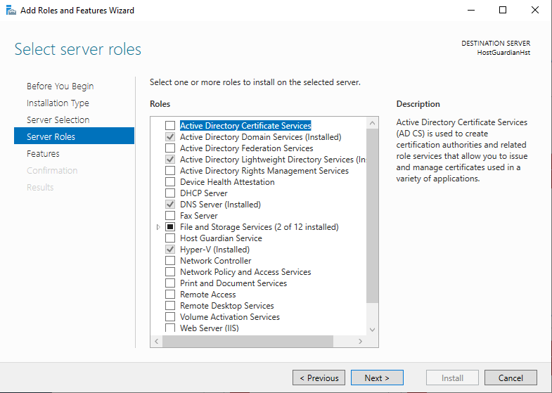 Host Installation 3 Confirm Roles and Features