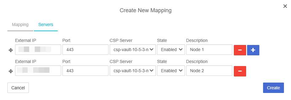csp node mapping servers