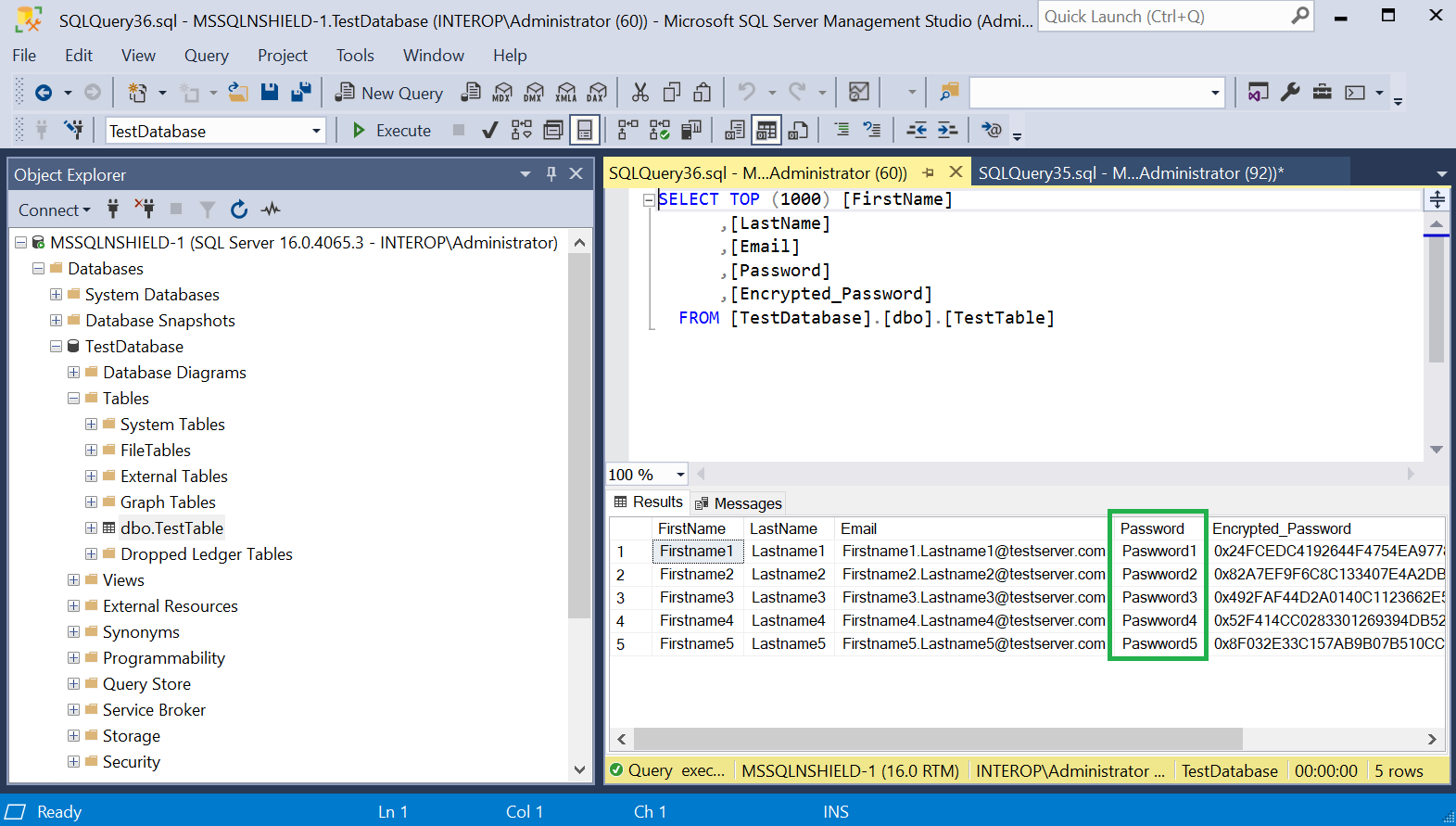 column encryption imported asymmetric decrypted