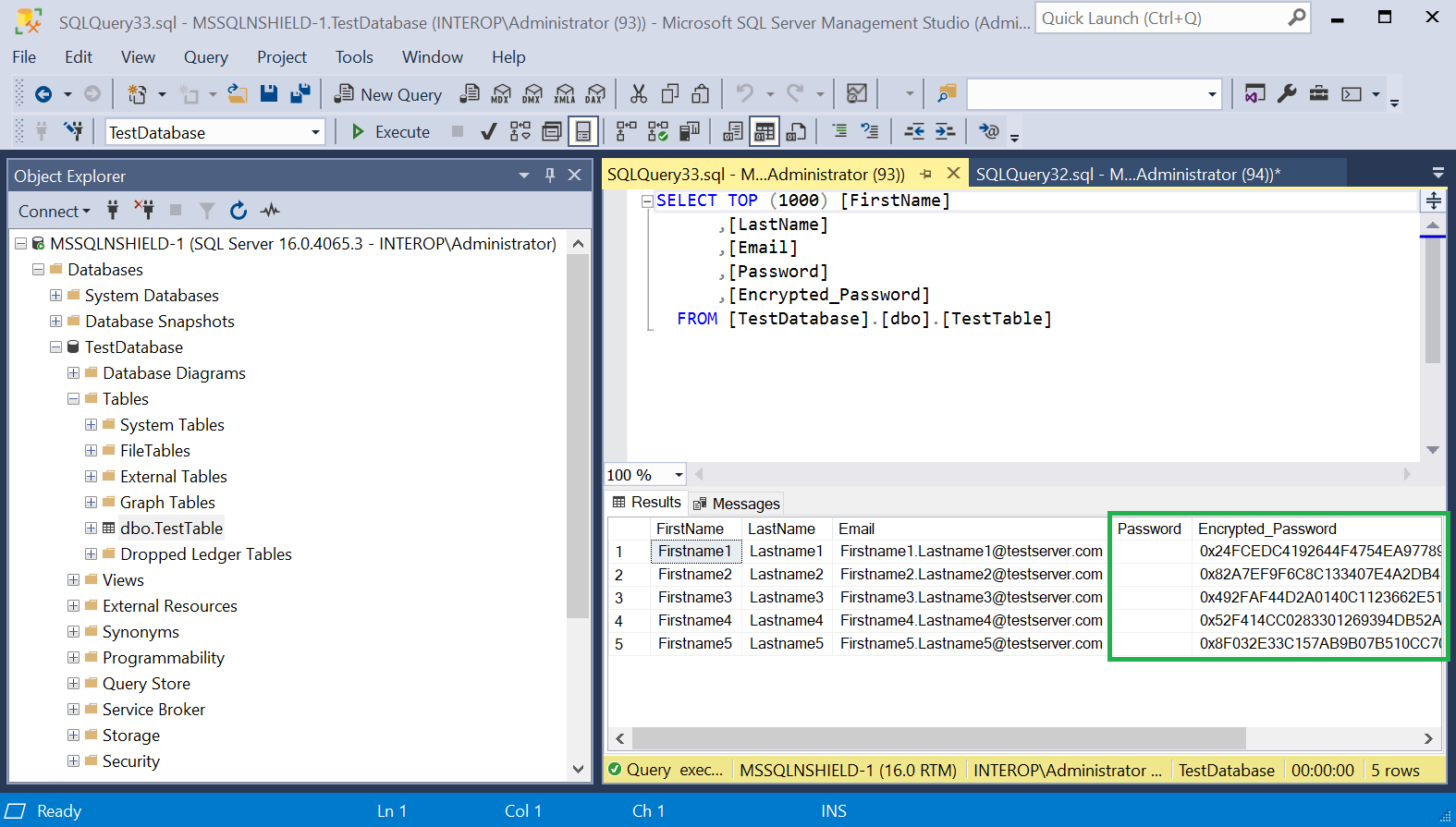 column encryption imported asymmetric encrypted