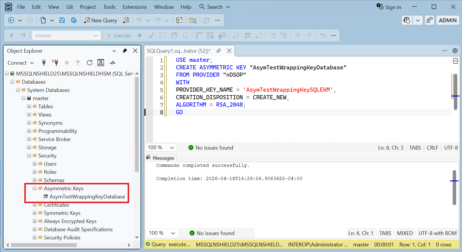 Create Key TDEKEK 1