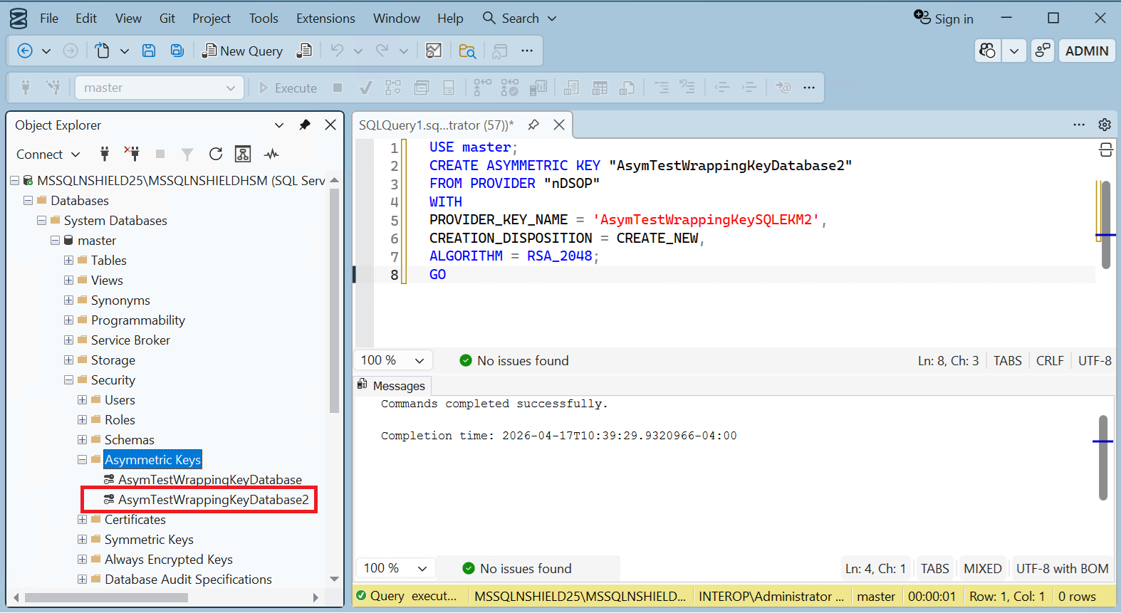 Create Key TDEKEK 2