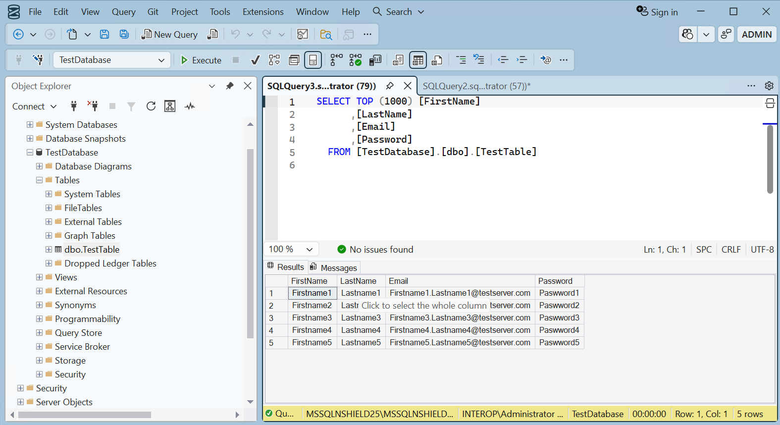 test database