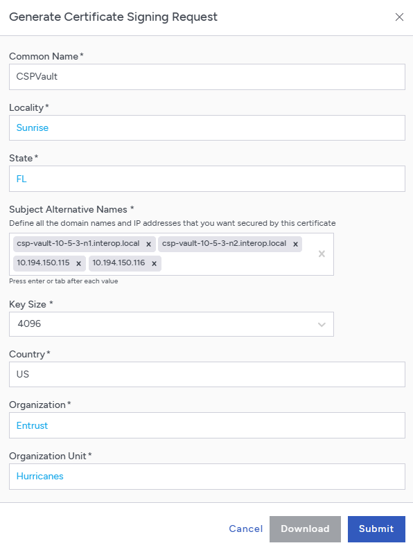 kc generate csr form