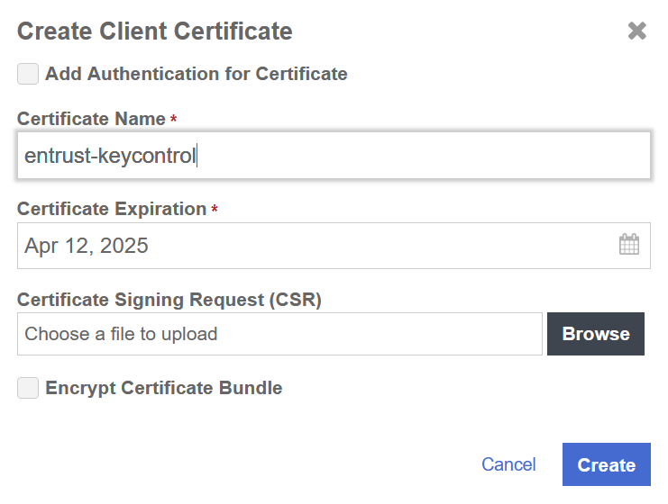 kc create certificate