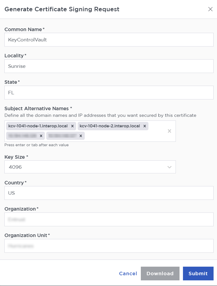 kc generate csr form