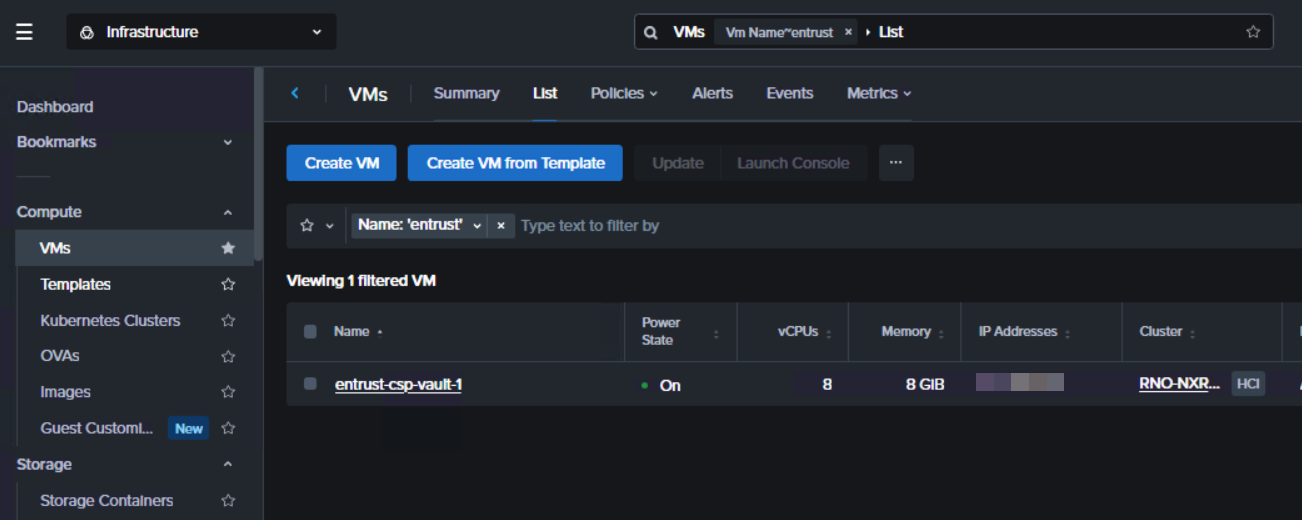 vm listed