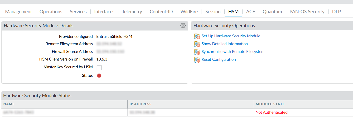 hsm configuration details