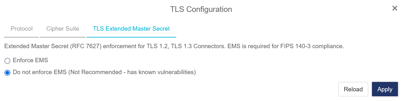 configure tls ems keycontrol 1