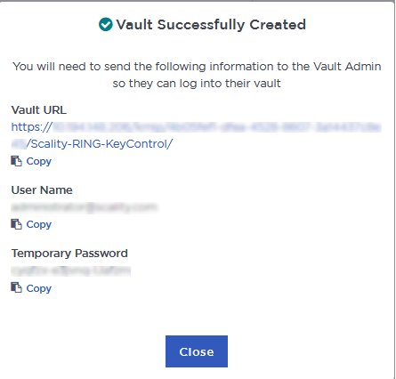 vault created successfully scality ring