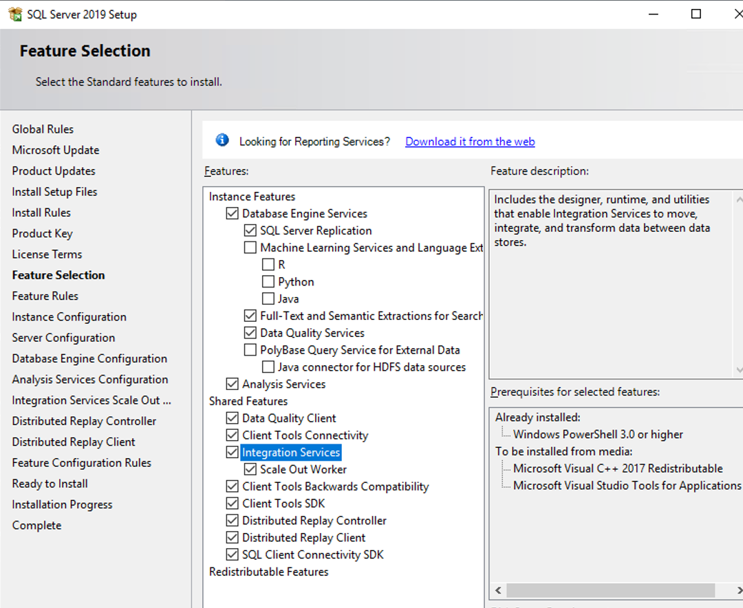 Microsoft SQL Server features