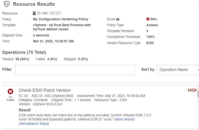 check esxi fail