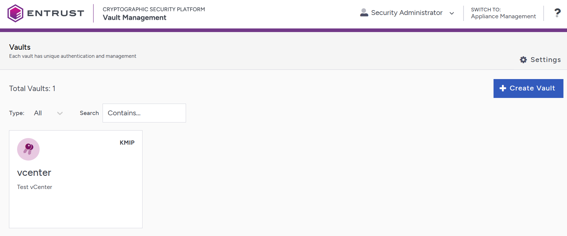 vault dashboard