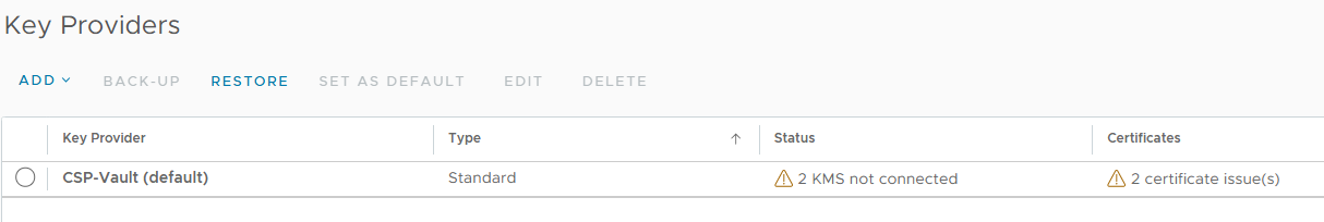 vcenter kmsnotconnected