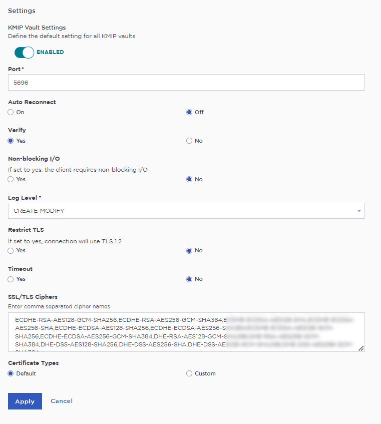 kmip settings