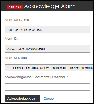 Acknowledge critical alarm