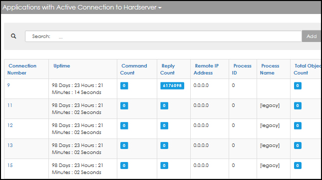 Applications with active connection