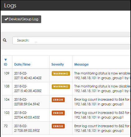 Device/group log details