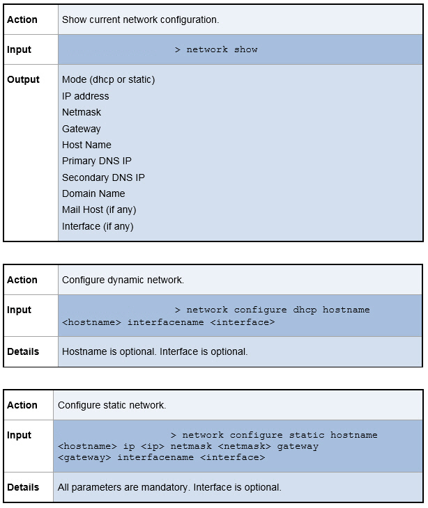 Network commands