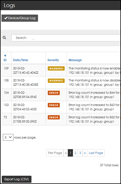 Device/group log details