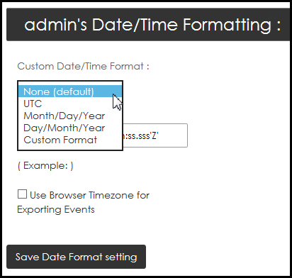 Seclect admin time and date format