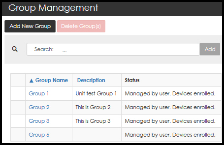 Group management page
